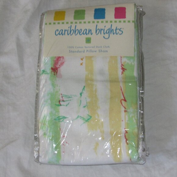 NEW Vtg 90s Caribbean Brights Standard Pillow Sham Banana Bay Cotton Duck Cloth - Picture 4 of 5